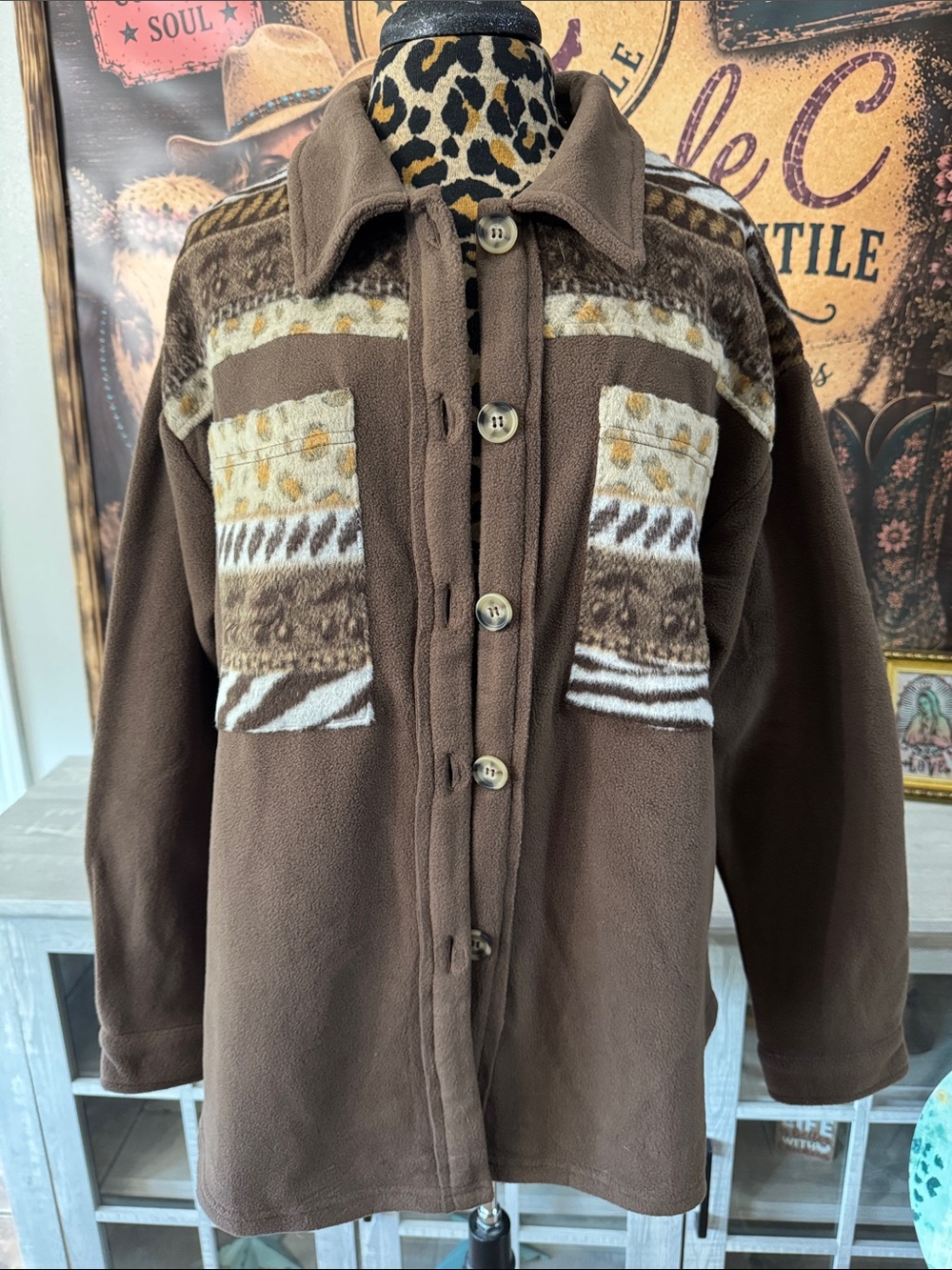 KORI Size Large Brown Boho Women's Western Shacket